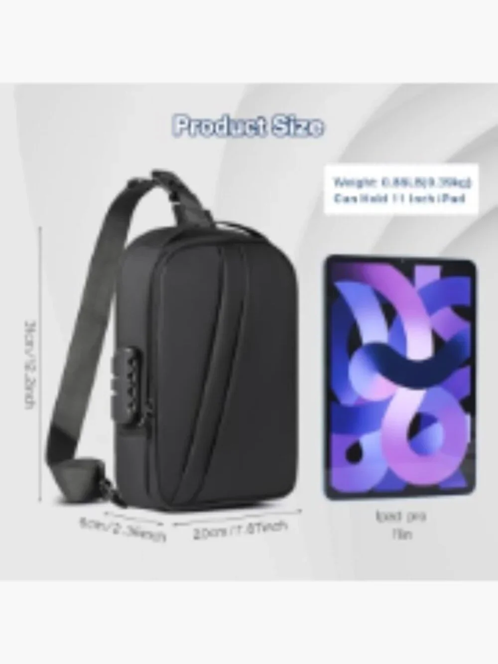 Men's Anti-Theft Crossbody Sling Bag with USB Port PU Leather Shoulder Pack